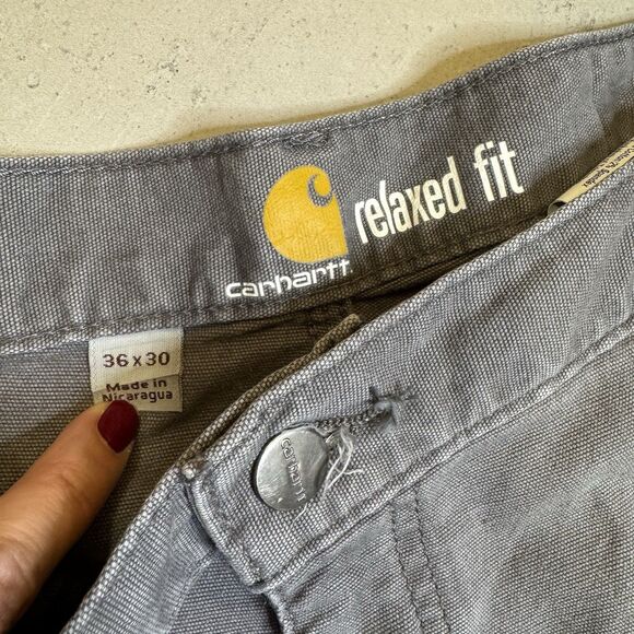 Carhartt Rugged Flex Rigby Canvas Pants Mens 36x30 Gray 102291 Workwear - Picture 2 of 10